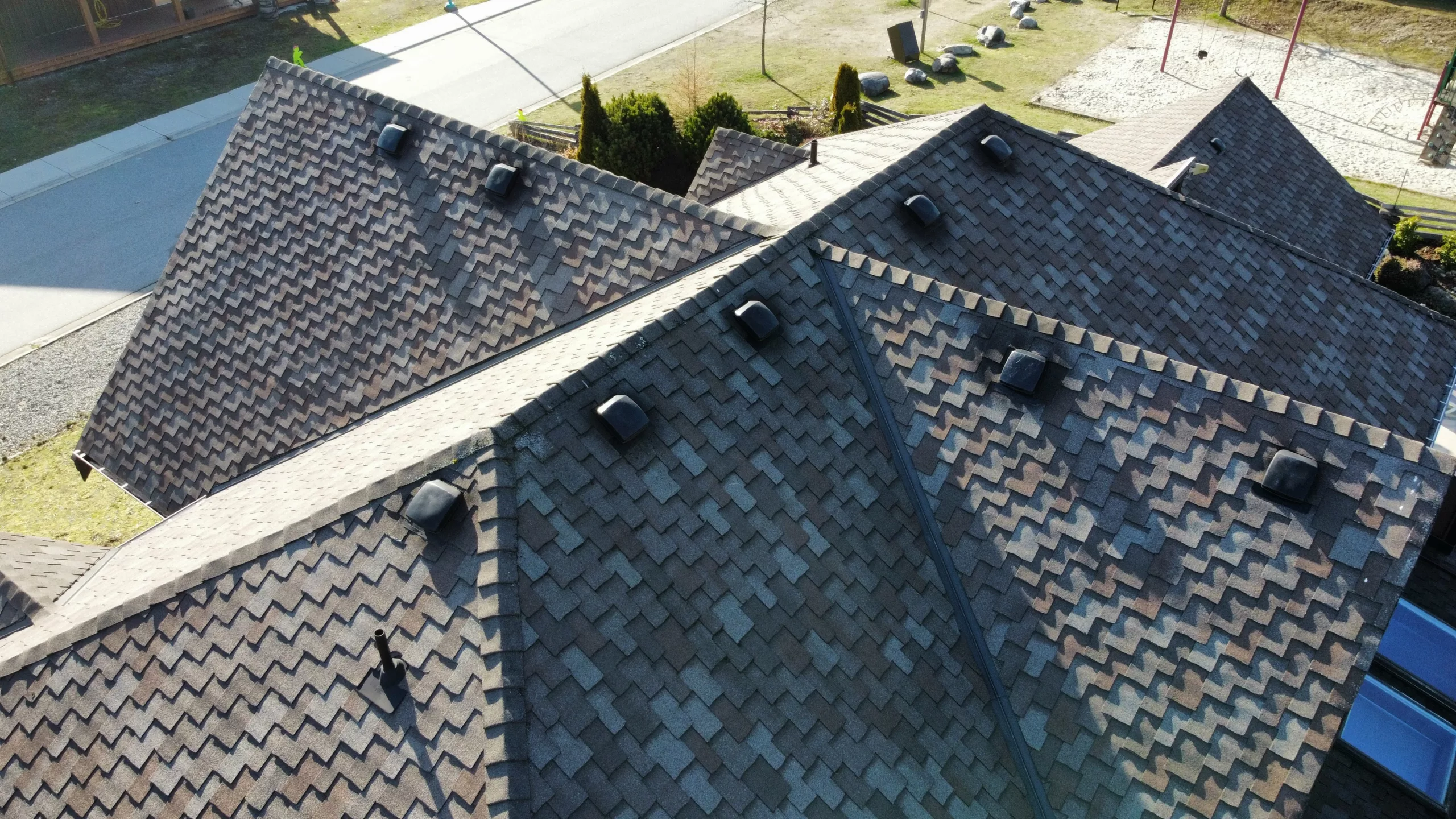 Roof assessment by drone during a dome inspection.